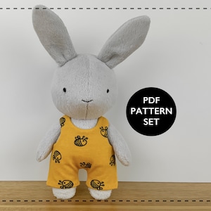 Easter bunny pattern, doll clothing sewing pattern, stuffed animal sewing pattern