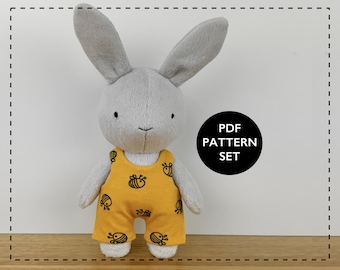 Easter bunny pattern, doll clothing sewing pattern, stuffed animal sewing pattern