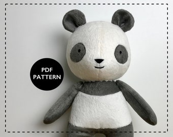 Panda bear sewing pattern, Panda plush pattern, Stuffed animal sewing patterns - Sew a cute panda for a loved one.