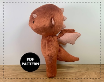 Stuffed Dragon Plush Sewing Pattern (PDF Pattern)