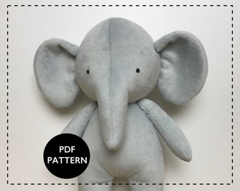 Elephant sewing pattern, stuffed elephant pattern, sewing elephant softie - Sew a sweet elephant  as a gift.