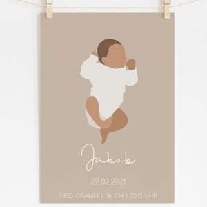 DIN A3 Geburtsposter [Kleiner Junge], Namensposter, personalisiertes Poster, Geburt, Kinderzimmer, Deko, Geschenk