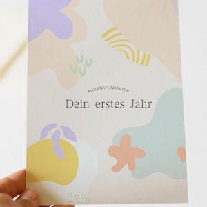 Meilensteinkarten Baby, 12 Monatskarten, Mein erstes Jahr - Farbenfroh, Meilensteine, Mädchen, Junge