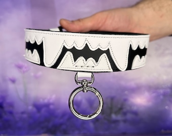 Made to order! Collar with teeth, leather collar, black collar