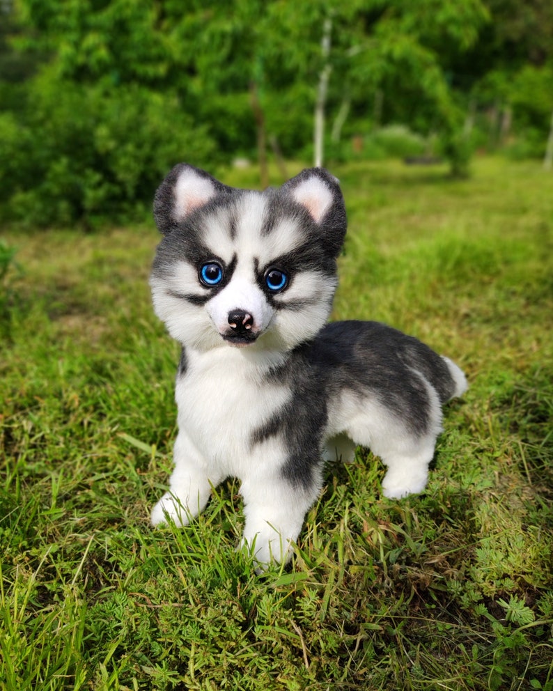Handmade 100% Poseable toy Husky puppy. Dog plush. Stuffed ...