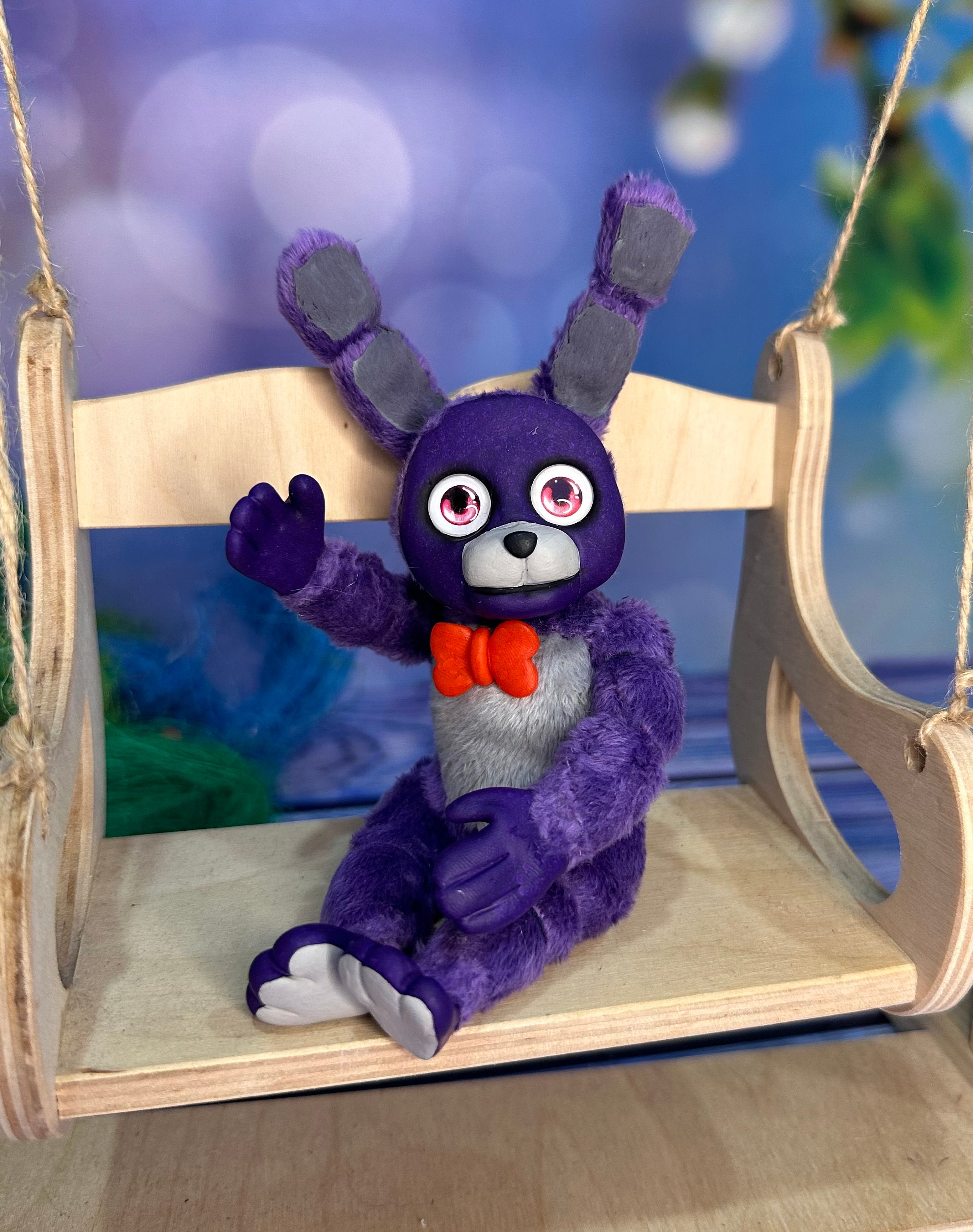 FNAF Withered Purple Bunny Plush Toys, 11 inches FNAF Security Breach Bonnie  Doll, Collectible Nightmare Freddy Plush Toys for Kids Fans 