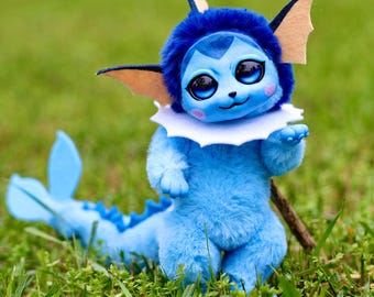 Escultura Vaporeon, peluche Vaporeon, muñeco de arte articulado