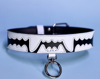 Fabriqué sur commande ! Collier avec dents, collier en cuir, collier noir