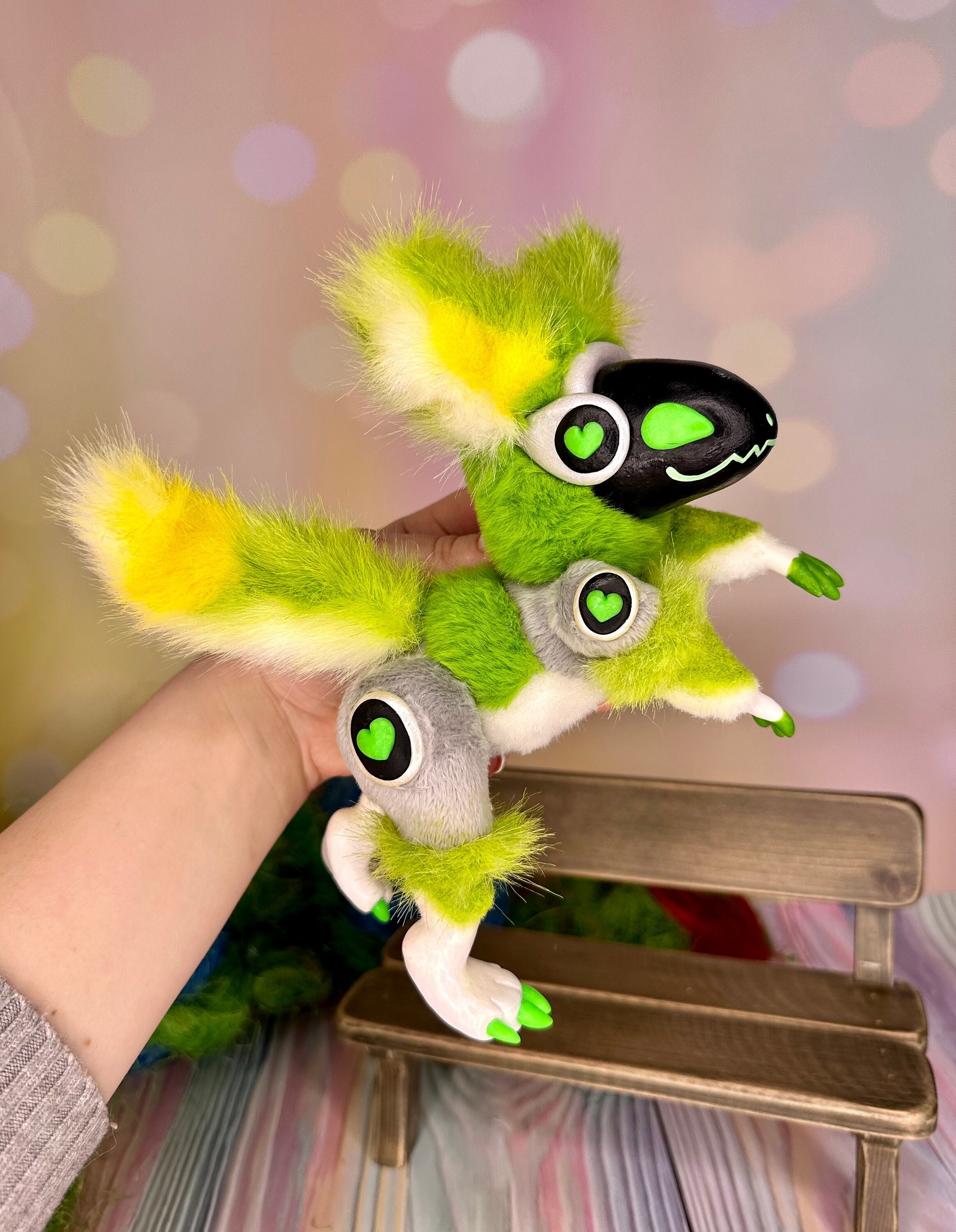 Protogen toy, plush Proto, poseable art doll, protogen