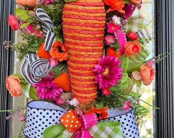 Beautiful Easter Wreath, Carrot Wreath, Easter Decor, Wreath for Door, Spring Wreath, Home Decor, Spring Decoration, Porch Wreath