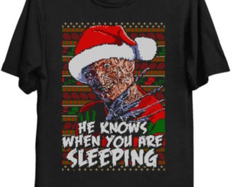 Freddy Claws T-Shirt | Nightmare Inspired Christmas Tee | Horror Xmas Fan Gift | Slasher Holiday Shirt