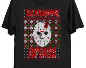 Slashing Through the Snow T-Shirt | Horror Christmas Tee | Slasher Fan Gift | Dark Holiday Shirt