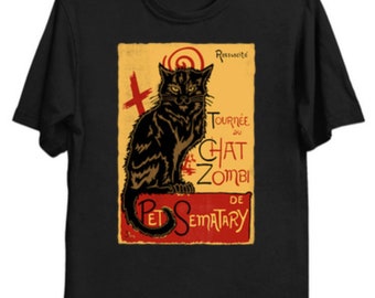 Chat Zombi T-Shirt | Pet Sematary Inspired Fan Tee | Art Nouveau Horror Mashup | Stephen King Cat Gift