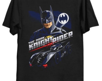 Dark Knight Rider T-Shirt | Gotham Hero × Knight Rider Mashup Tee | 80s Pop Culture Parody Shirt | Tim Burton Fan Gift