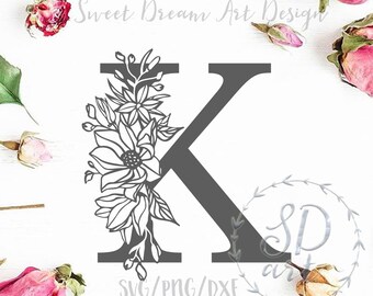 Download Floral K Initial Etsy