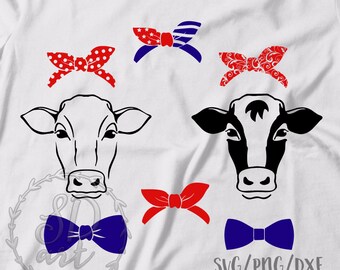 Cow Usa Flag Bandana Silhouette Svg Cutting Files Clip Art Etsy
