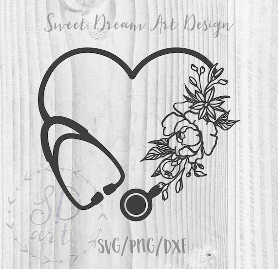 Download Heart Stethoscope With Flowers Svg Heart Stethoscope Svg Etsy
