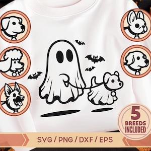 Ghost Walking Dog SVG, svg chien fantôme, chien fantôme svg, fantôme d'Halloween avec chien svg, svg fantôme, chien Halloween chien, chien Halloween svg, png