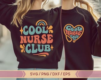 Cool Nurse club svg, Heart Stethoscope SVG, Heart Stethoscope png,Nurse svg, Retro Nurse svg,Retro Nurse life png, Front pocket and Back svg