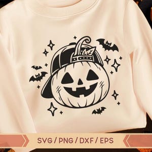 Pompoen svg, jongenspompoen, grappige balmuts pompoen, retro Halloween, retro pompoen svg, pompoen gezicht Halloween, pompoen balmuts svg, pompoen met dop