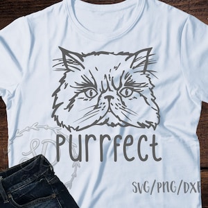 Perzische kat svg, Purrfect svg, grappige Perzische kat svg-bestand, Perzische kat svg-bestand, leuk Perzisch katje svg, Cricut, silhouet kat minnaar svg