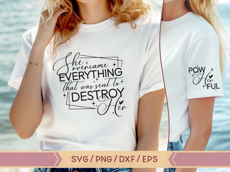 She Overcome Problem Women Empowerment Svg, She Overcame Svg, Pow Her Full Svg, She Overcame ...