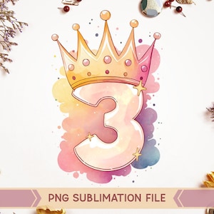 3. Geburtstag Prinzessin png,3rd Birthday Princess png,Krone Nummer png,3rd Birthday png,dritter Geburtstag Mädchen png,3rd Birthday png,Sublimation