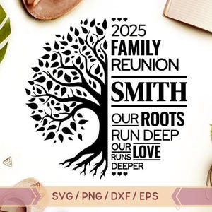 Familiereünie boom SVG, onze wortels gaan diep SVG, onze liefde gaat dieper, onze wortels lopen diep png, familiereünie ontwerp, boom familiereünie png