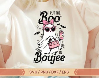 Puse el Boo en Boujee SVG, Boujee Svg, BOO Ghost, Girly Halloween Svg, Png, Girly Ghost svg, Halloween Mama svg, Temporada espeluznante, Vibraciones espeluznantes
