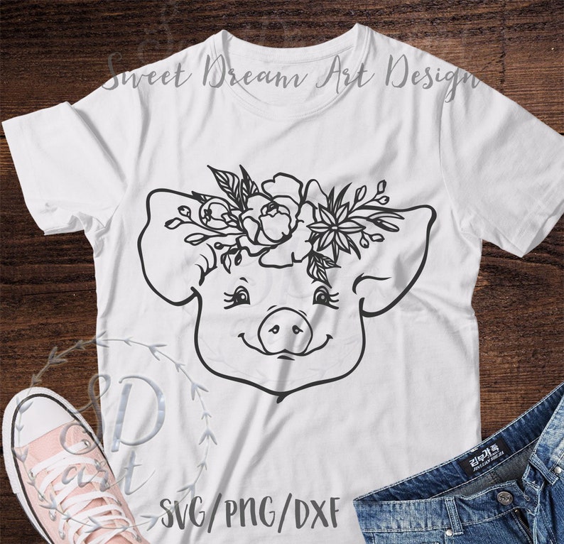 Download Pig svg Pig with Flower svgPig with Flower Crown SVG Pig ...