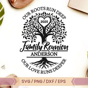 Árbol de reunión familiar SVG, Nuestras raíces son profundas SVG, Archivos SVG de reunión familiar para Cricut, Diseño de camiseta de reunión familiar, Árbol de reunión familiar 2025 PNG