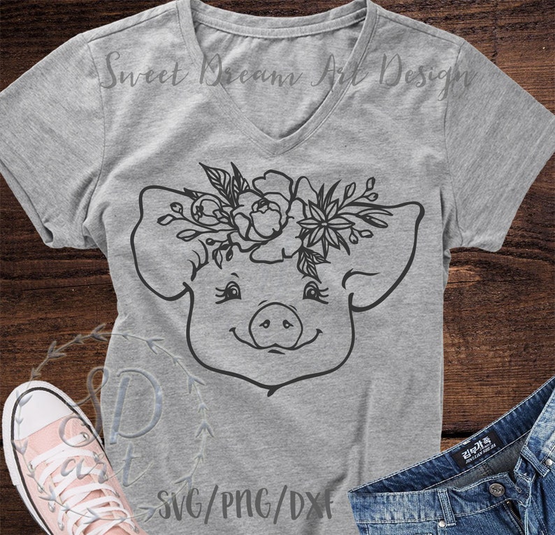 Download Pig svg Pig with Flower svgPig with Flower Crown SVG Pig ...