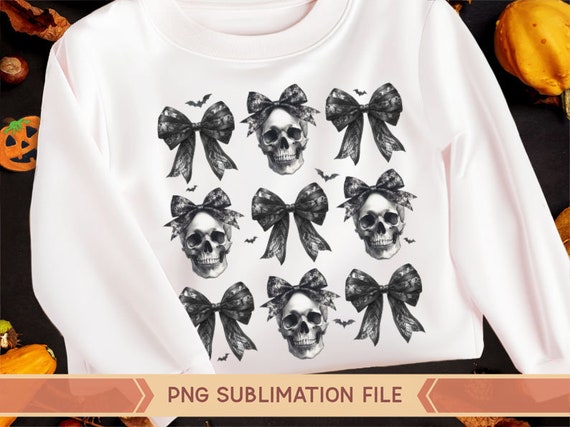 Halloween Skull Bow png, Coquette Bow Halloween png, Skeleton png, Spooky Season, Gothic Skull, Coquette Bow and Skull Halloween,Sublimation
