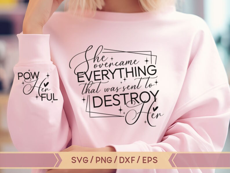 She Overcome Problem Women Empowerment Svg, She Overcame Svg, Pow Her Full Svg, She Overcame ...