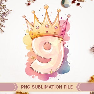 9e anniversaire princesse png, neuvième anniversaire png, numéro de couronne png, 9e anniversaire png, 9e anniversaire fille png, princesse png, nuit anniversaire fille png