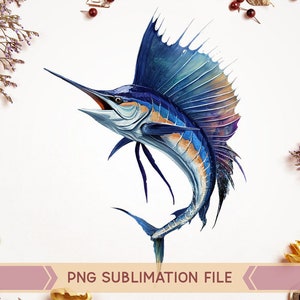 Blue Marlin Fishing png, Sailfish png, Marlin Fishing png, Atlantic Sailfish png,Blue Marlin Fish Watercolor Saltwater Fish png,Father&#39;s Day
