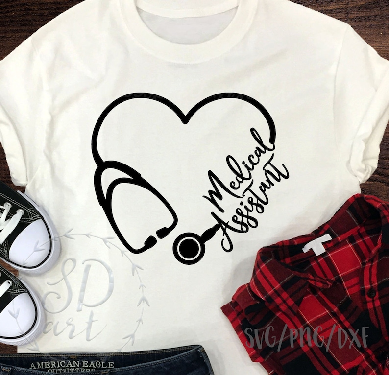 Medical Assistant svg, Heart Stethoscope SVG, Heart Stethoscope Medical Assistant svg Nurse svg Cricut Silhouette svg Nurse svg file cut image 2