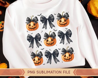 Halloween Pumpkin Coquette Bow Png, Black Coquette Bow Pumpkin Jack O Lantern Png, Pumpkin Patch png, Retro Halloween Png, Pumpkin girly png