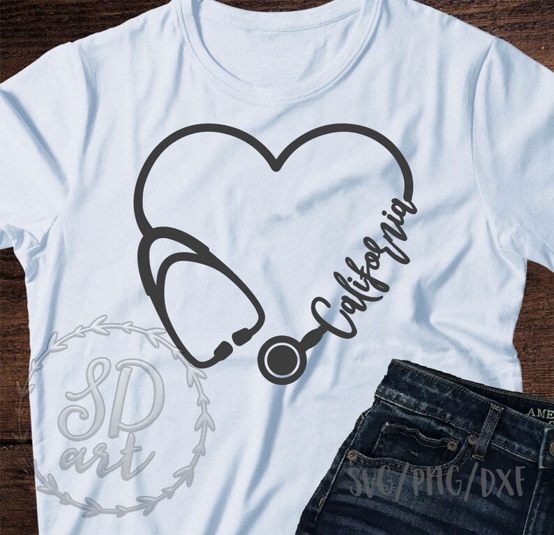 Download Visual Arts Craft Supplies Tools California Heart Stethoscope Svg Nurse Svg Heart Stethoscope Svg File California Svg Cricut Silhouette Cameo Commercial Use Nurse Svg File