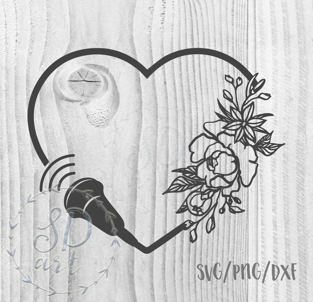 Heart Ultra Sound Transducer With Flowers SVG, Heart Ultra Sound