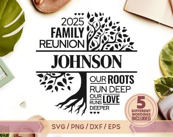 Familiereünie boom SVG, onze wortels lopen diep SVG, familiereünie SVG, familiereünie shirtontwerp, boom familiereünie, reünie boom 2025