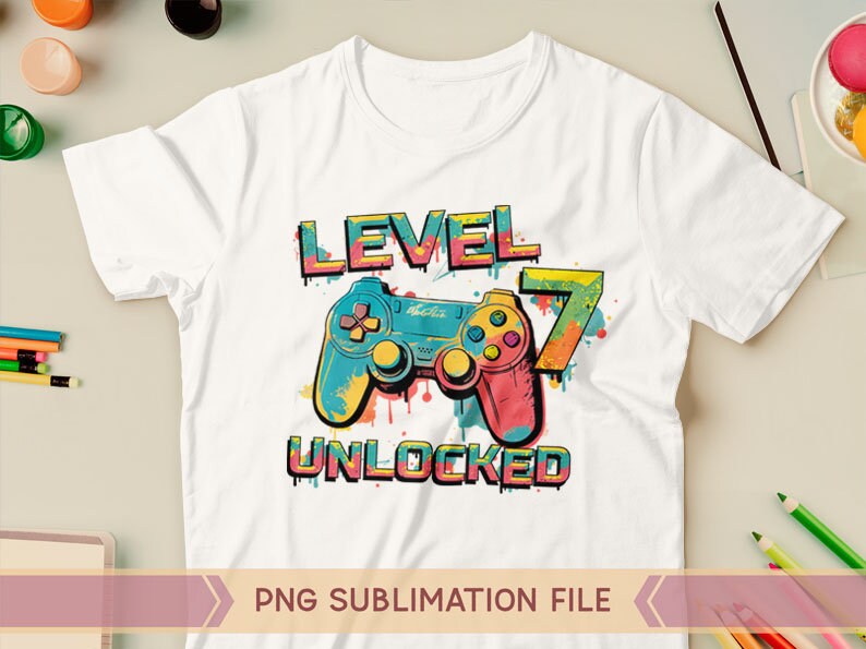 Level 7 Unlocked PNG, 7th Birthday Png, 7 Year Old Boy Png, Gamer PNG ...