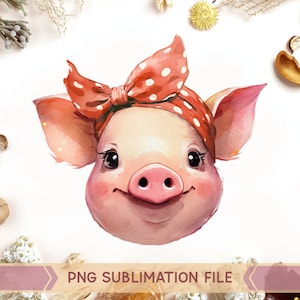 Cute Pig with Bandana png, Cute pig png, Bandana pig png,Funny Piggy png , Cute piggy png, cute Animals png, Sublimation Digital Design png