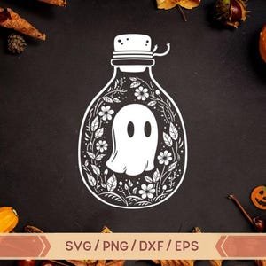 Floral Ghost svg, Flower Ghost svg, Cute Ghost svg, Spooky svg,Ghost in a spell jar svg, Fall svg,Spooky season svg,Autumn svg,Halloween svg