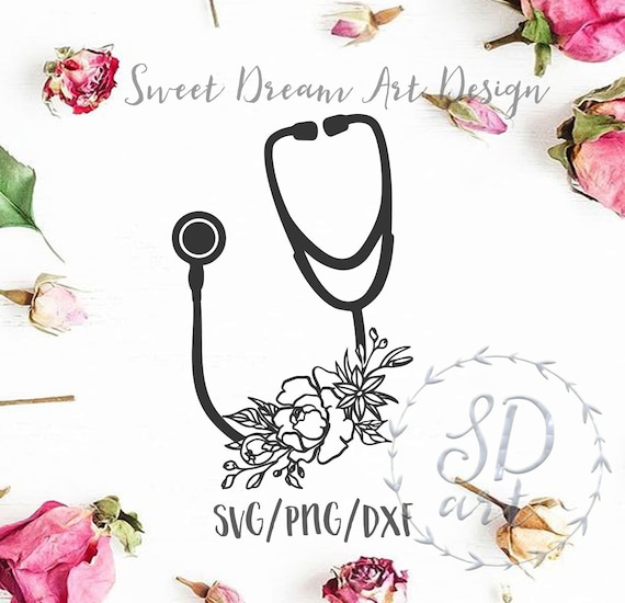 Download Heart Stethoscope with flowers SVG Heart Stethoscope svg | Etsy