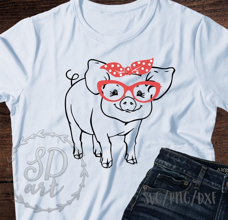 Download Pig with Bandana and glasses svg Pig svg Cute pig svg | Etsy