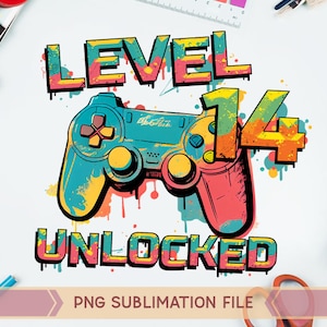 Level 14 entsperrt PNG, 14 Geburtstag Junge png, 14. Geburtstag png, 14 Jahre alt png, Gamer PNG, Game Controller png,Graffiti Gaming Controller png