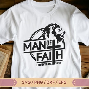Mann des Glaubens svg, I Korinther 16:13, Mann Gottes svg, Jesus svg, Religiöses svg, Gott svg, Löwe svg, Christian svg, christlicher Mann, Kreuz svg