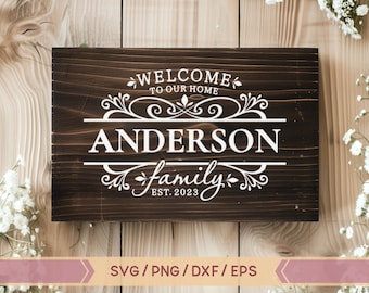 Welcome to Our Home SVG, Family Name Sign,Split Monogram SVG, Welcome Sign SVG, Wedding Monogram svg, Last Name Sign,Surname Sign Svg,Cricut