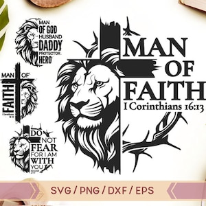 Homem de Fé svg, Homem de Deus svg, Não temas svg, Jesus svg, Religioso svg, Versículo da Bíblia das Escrituras, Cruz svg, Cristão svg, Pacote svg, png